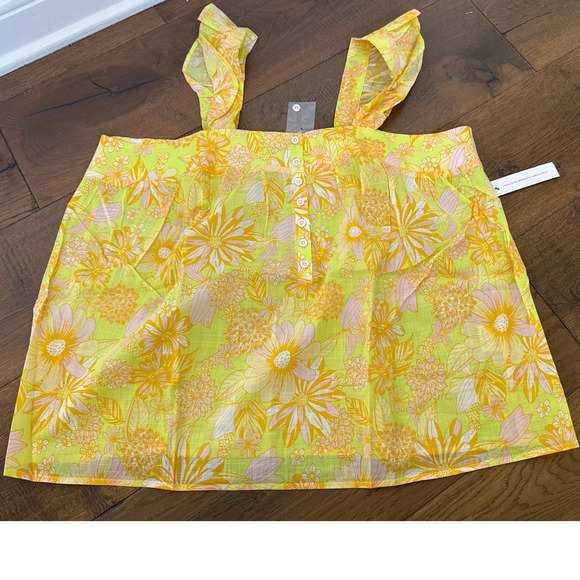 ModCloth Never Ever Going to Forget You Yellow Retro Floral Top Size M NWT - Picture 1 of 4